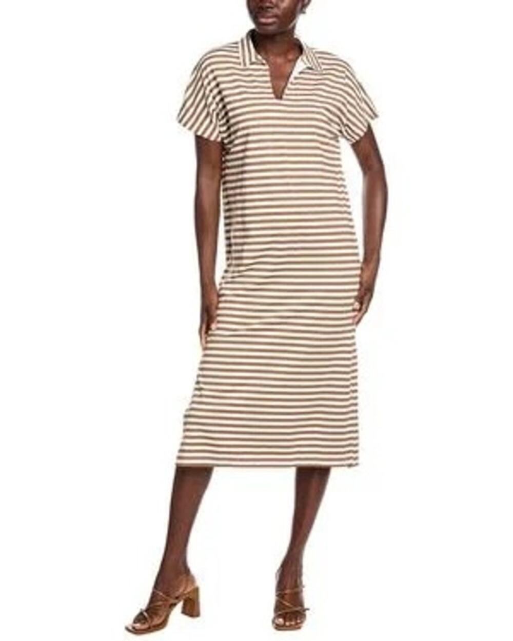 J.McLaughlin Alder Dress Chcolate Brown Striped Preppy Tennis Golf Country Club